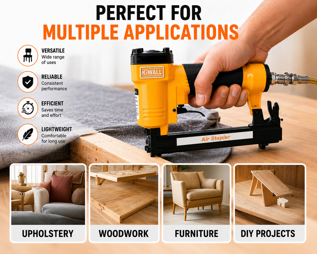 Professional Pneumatic Upholstery Stapler Gun – 80 Series Air Stapler 6-16mm for Furniture & Mattress Work