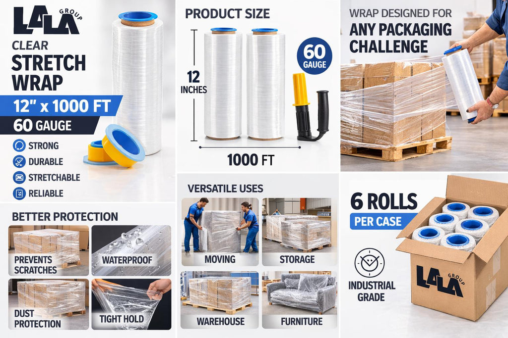 12"/15"   PACKING STRETCH FILM/WRAP DUTY SHRINK FILM (6 ROLLS/BOX)